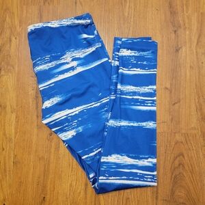 90 degree by reflex blue and white medium leggings